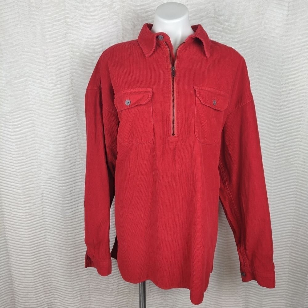 Vintage Marlboro Red Corduroy Zip Pullover Sz XL